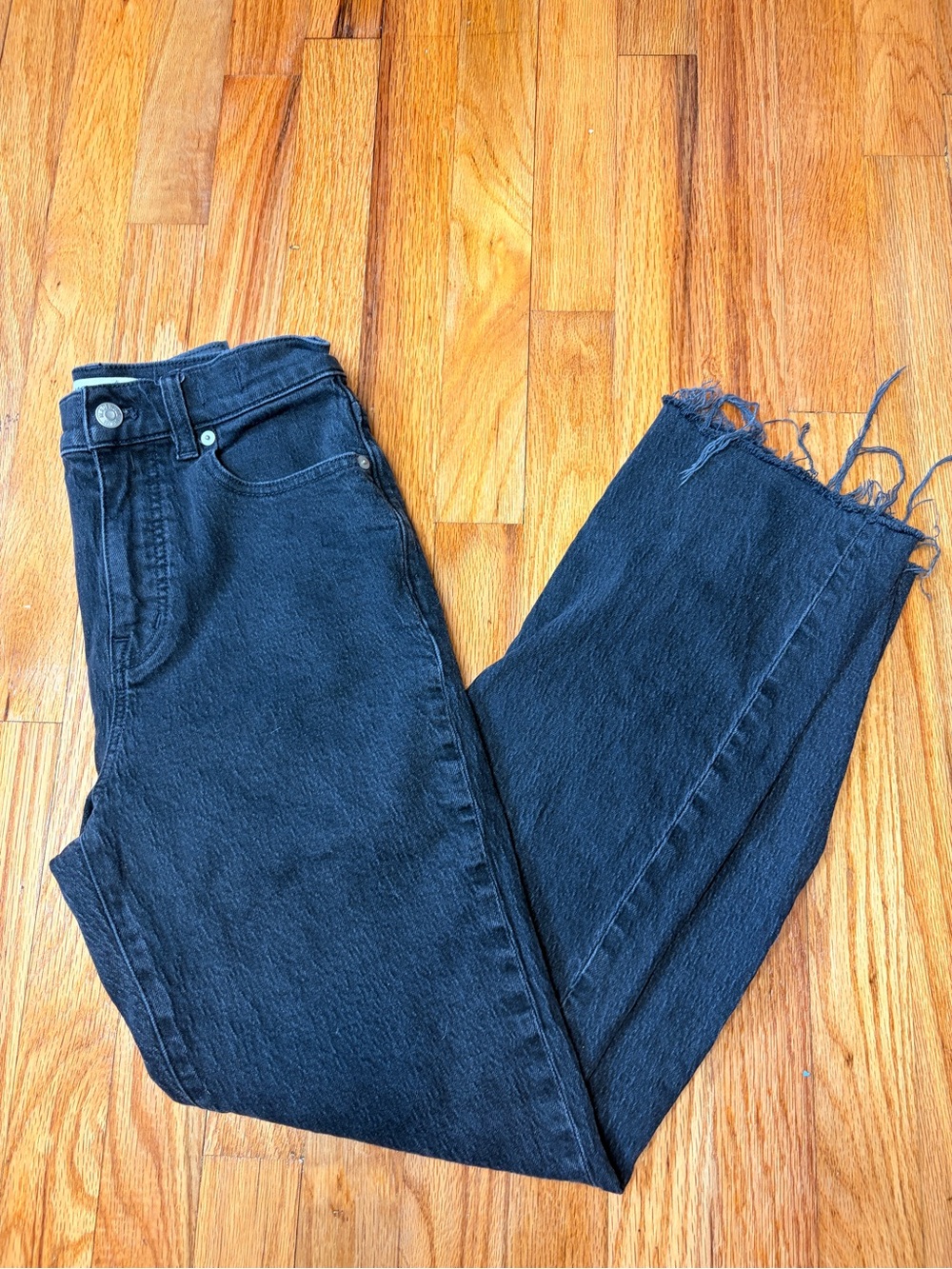 Madewell 90s Straight High-Rise Black Raw-Hem Women’s Jeans 25